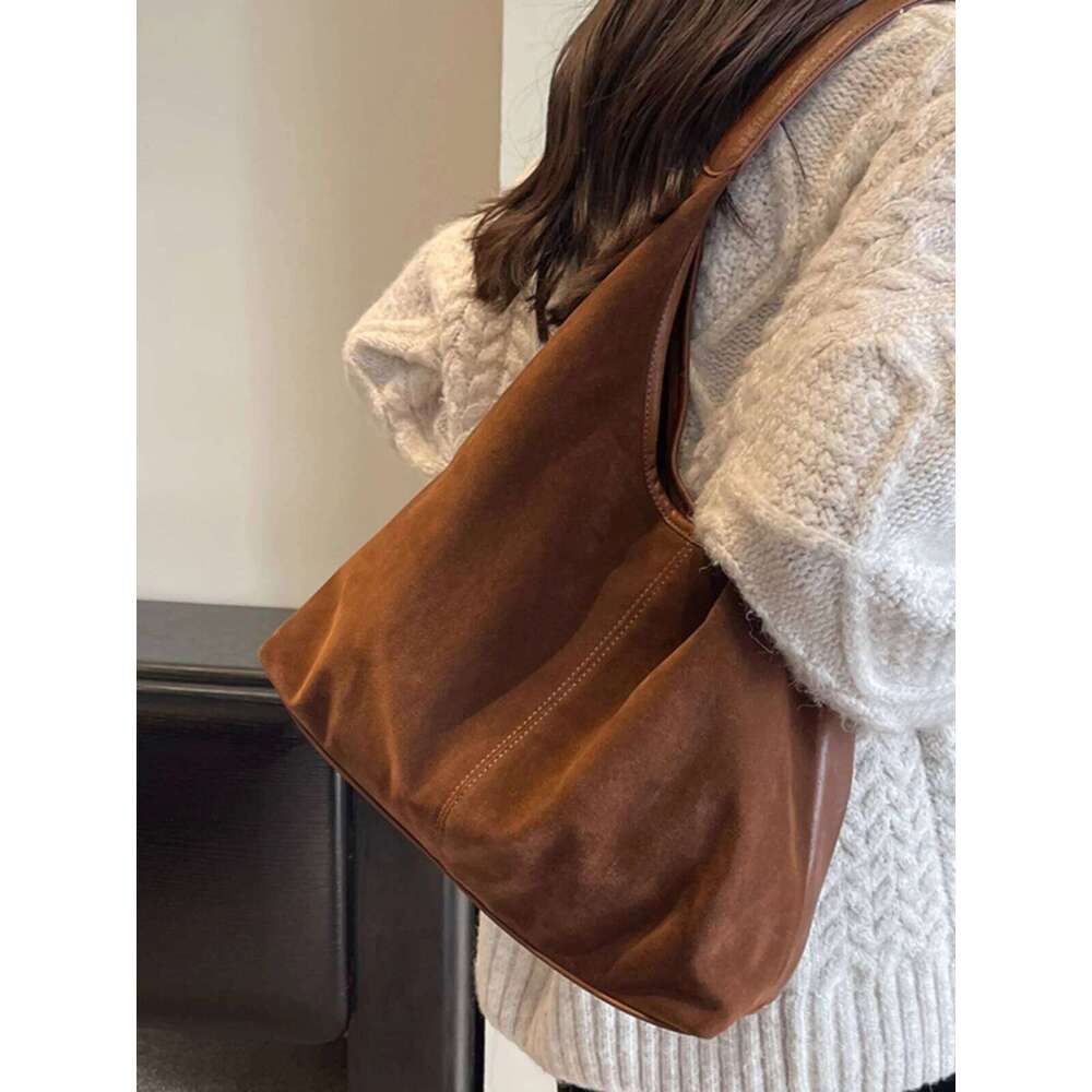 Designer Bags Autumn And Winter Designer Bag Women's Suede Tote Shoulder Half Moon Armpit Casual Simple Leisure Magnetic Bule Closure Soft PU Lea