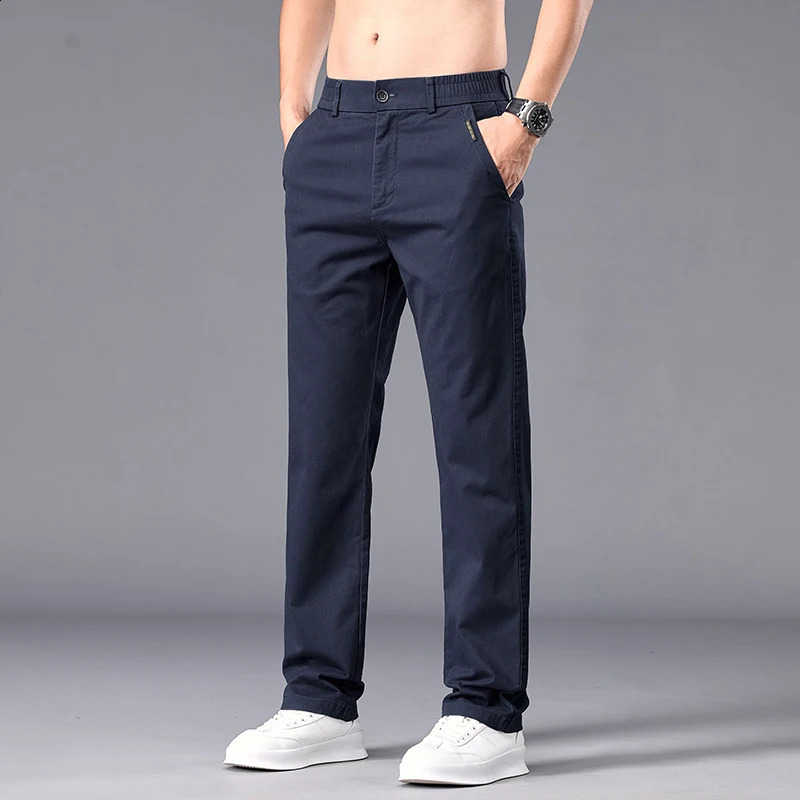 Casual Pants Men Straight Fit Stretch Autumn Chino Trousers Male Formal Work Business Dress Khaki Fashion Spring Pants 250821