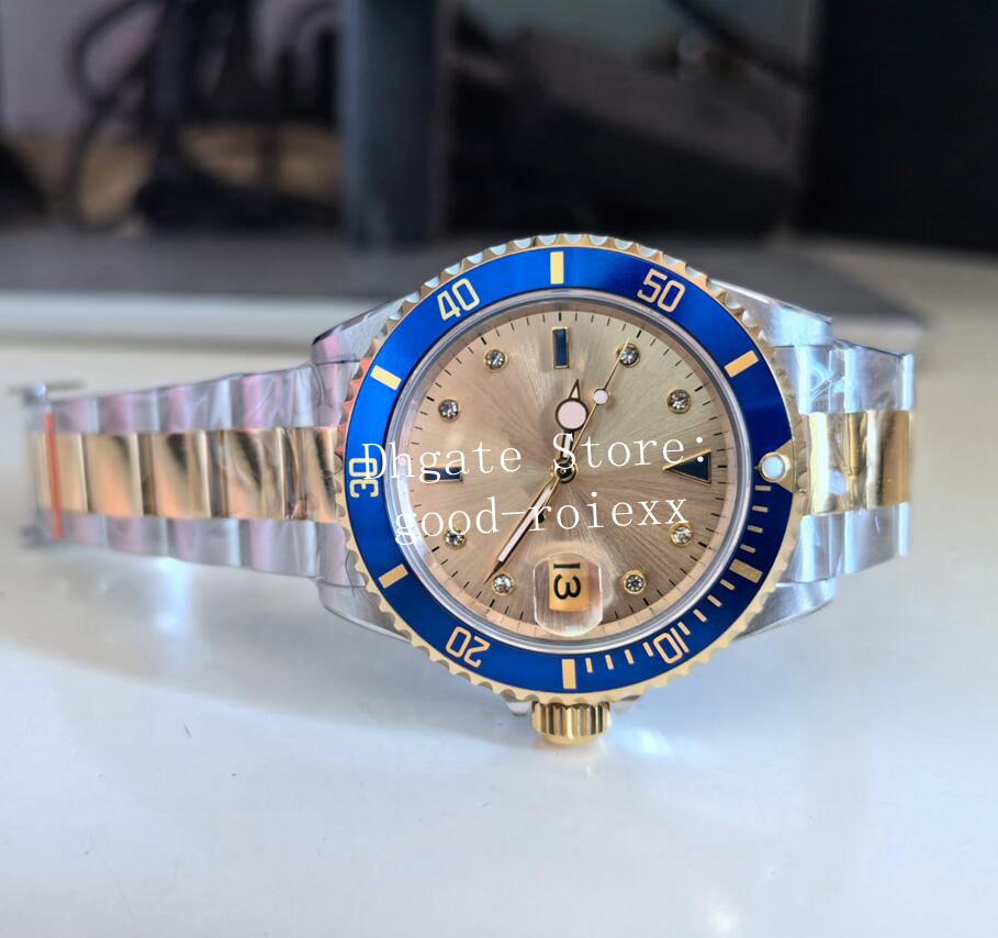 Men's Vintage Watch Men Mechanical 2813 Movement BP Watches Champagne Blue Black BPF Antique Alloy Bezel Yellow Gold Sport 16613 Antique Wristwatches