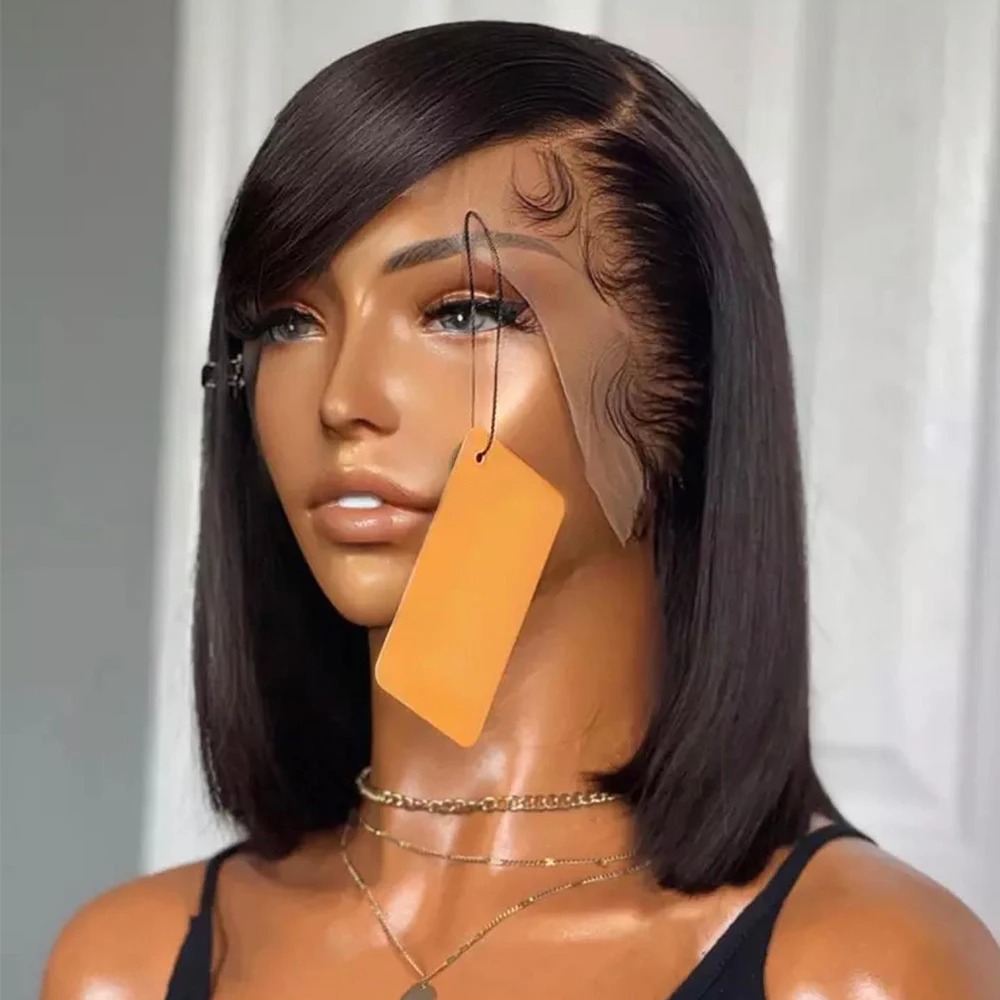 Bob Wig Human Hair 12 Inch Glueless Wigs Pre Plucked Pre Cut Short Straight Wig 13x4 HD Lace Front Wigs for Women 150% Density Ready to Wear