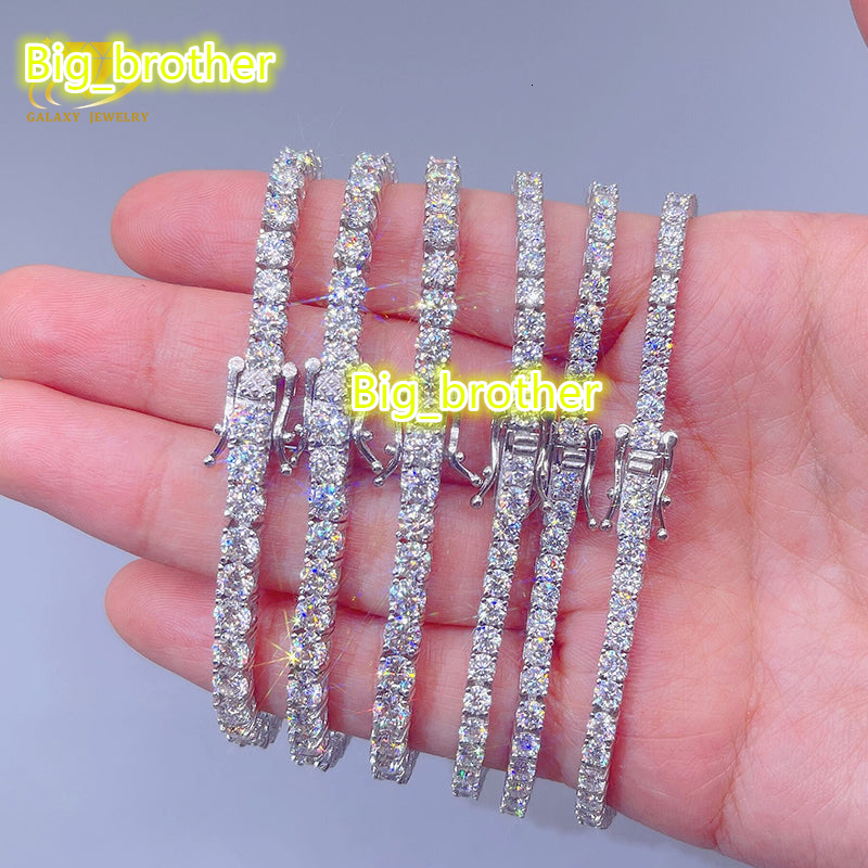 Cheapest Price RTS Vvs Moissanite Bracelet 925 Sterling Silver 2mm 3mm 4mm 5mm 6.5mm Moissanite Tennis Bracelet Chain