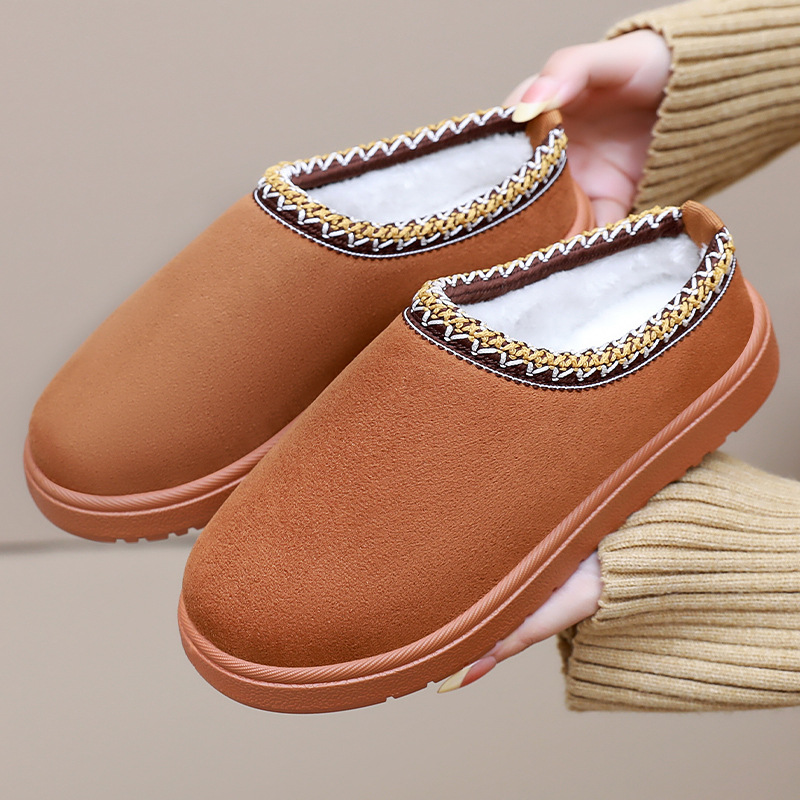 Autumn Winter Designer New Arrival Plush Lined Thickened Lace Thermal Women Cotton Boots