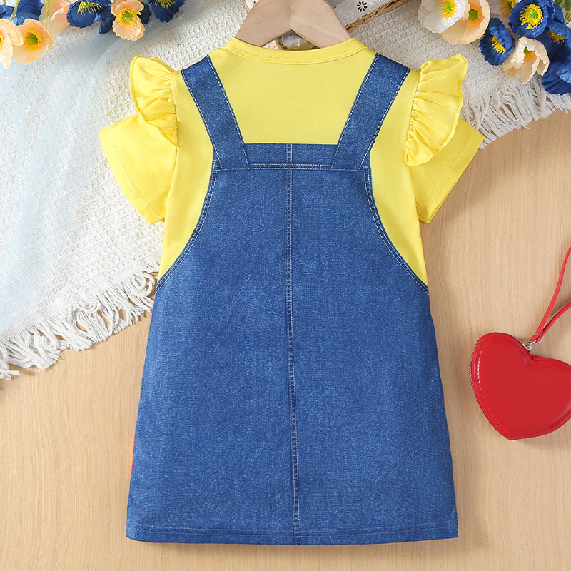 Adorable Children's Back Strap Dress Featuring Cute Ladybugs Patterned Fabric for Warm Weather Wear - BY1686