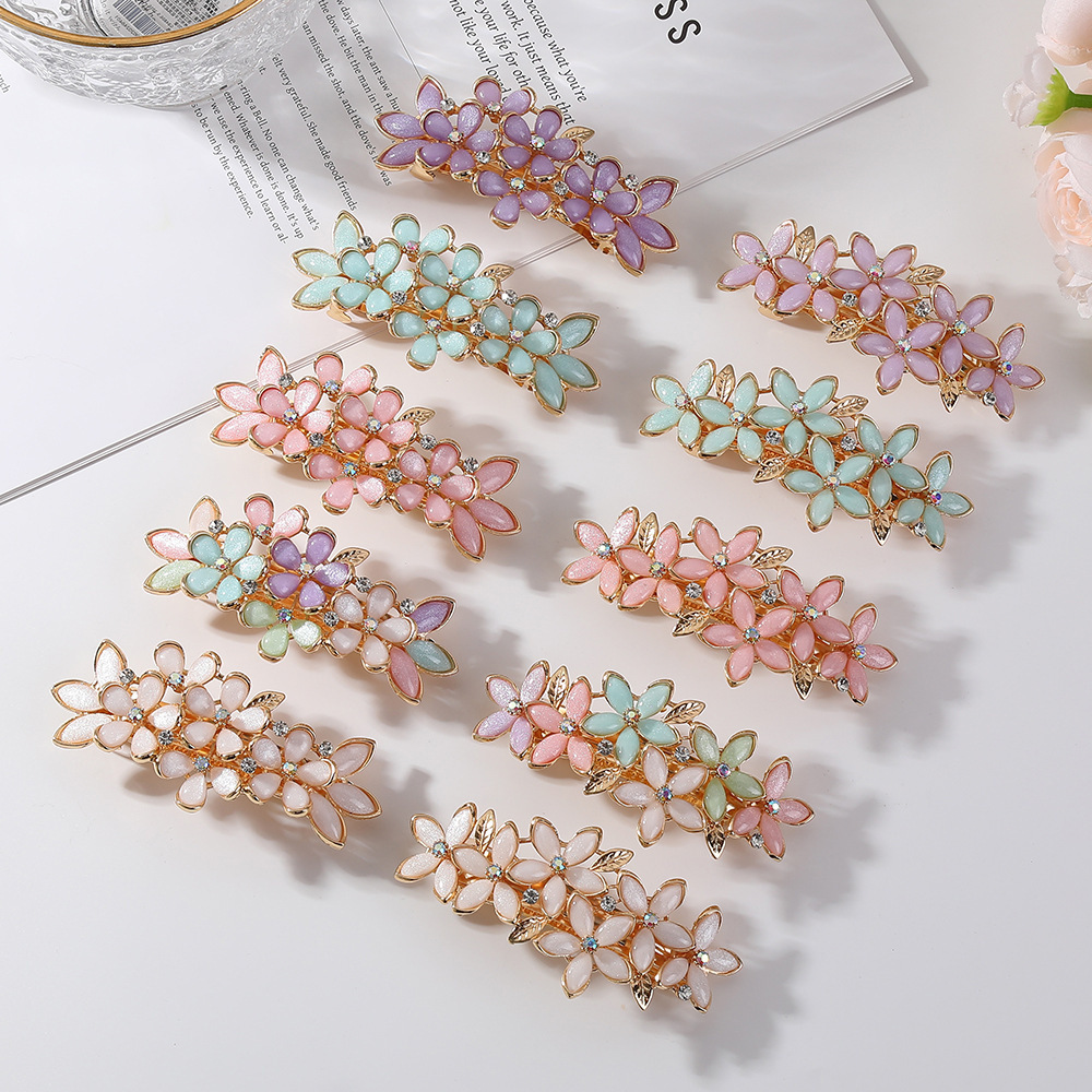 New Korean Style Elegant Flower Temperament Imitation Cat Eye Spring Top Bangs Clip Half Tie Hairpin Hair Accessories Wholesale SY-8021