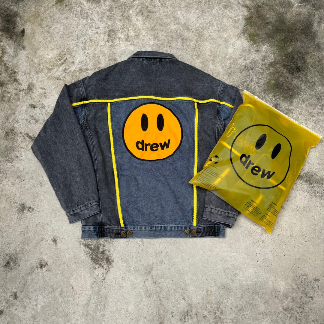 DREW HOUSE Jackets designer American denim with black and blue patchwork embroidered letters coats