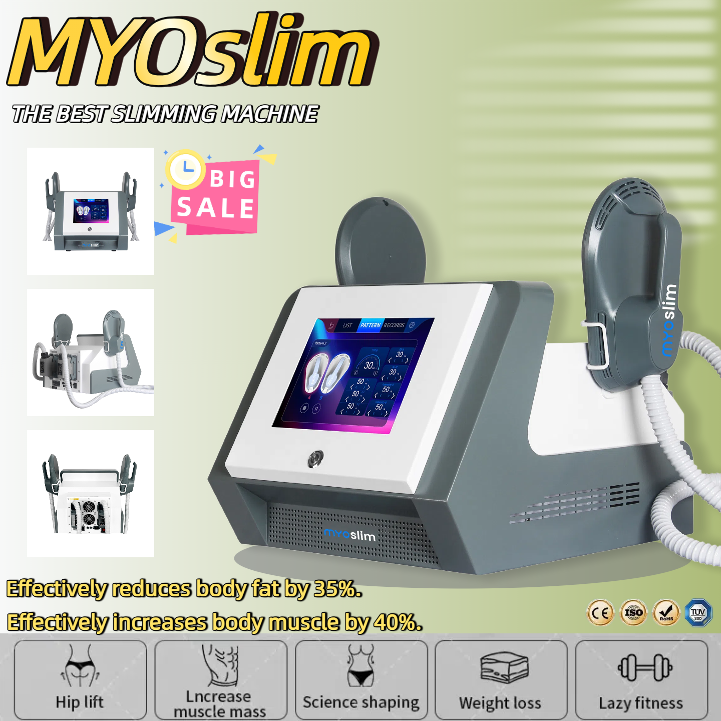 MyoSlim Neo EMF Body Contouring Device with 200Hz & 6500W - Professional Strength for Enhanced Muscle Toning Body Sculpting and Muscle Building Machin