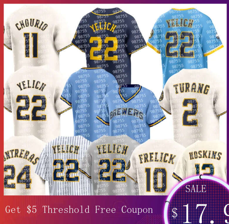 MLB Jersey Custom Brewers Baseball 22 Christian Yelich Rhys Hoskins William Contreras Jackson Chourio Sal Frelick Brice Turang Joey Ortiz Oliver Dunn Nestor Cortes