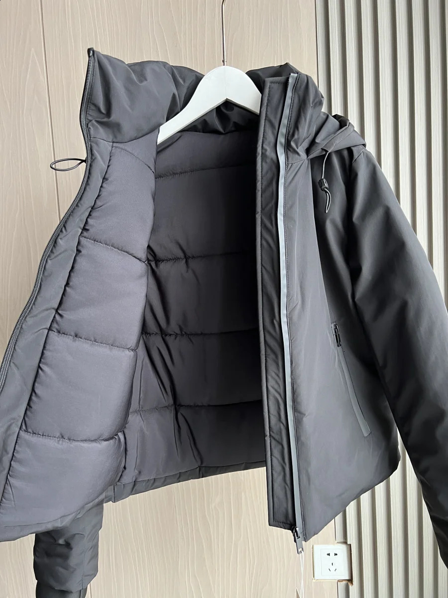 ETJ AutumnWinter TRAF womens short wind waterproof hooded thick warm cotton jacket Outdoor coat 4749703 250911