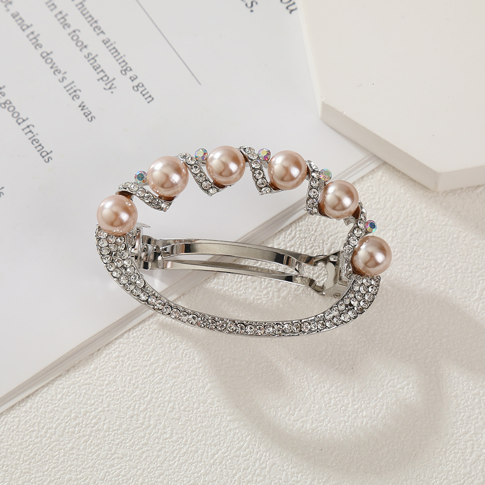 Korean Rhinestone Flower Spring Pearl Half Updo Elegant Temperament Top Exquisite Round Medium Ponytail Clip SY-8090