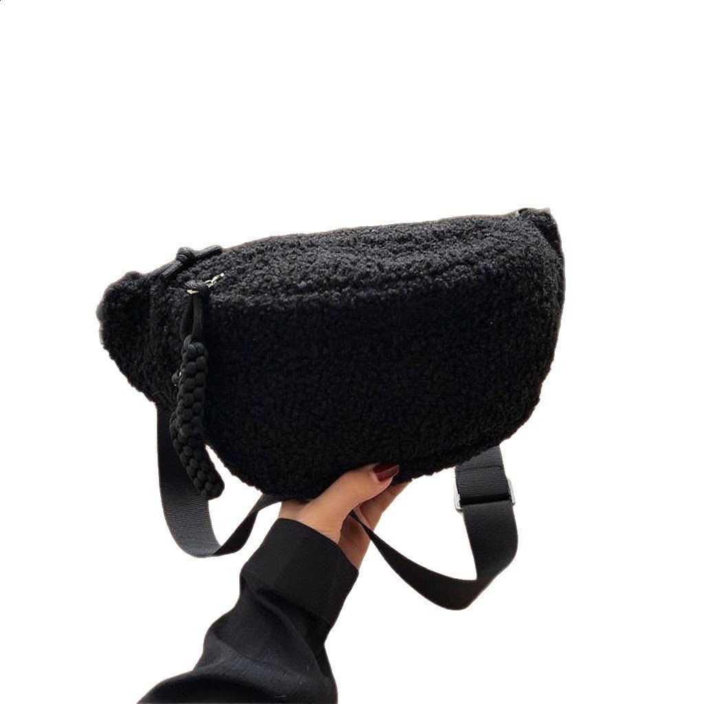 2024 Autumn Winter New Teddy Fleece Plush Bag Large Capacity Korean Style Crossbody Bag Casual Waist Bag Chest Bag