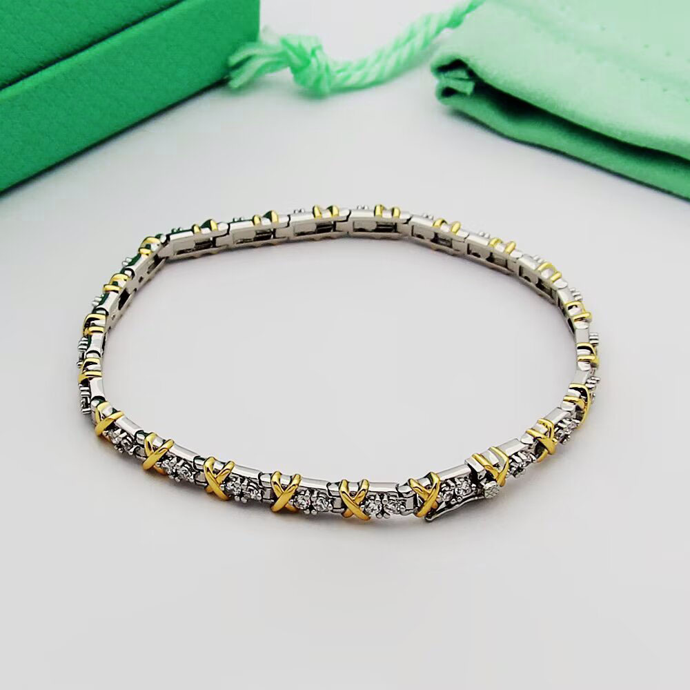 Fashion tennis bracelet designer jewelry For Women 18K Gold Plated X diamond bracelets wedding Party wholesale womens luxury bracelets jewelrys