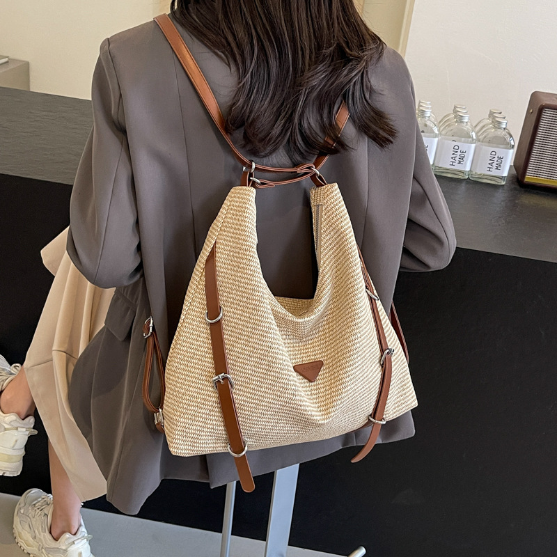 Women's Woven Straw Bag Large Capacity 2025 Summer New Single Shoulder Crossbody Bag Luxury Bag Designer Free Delivery Vacation Beach Bag Backpac