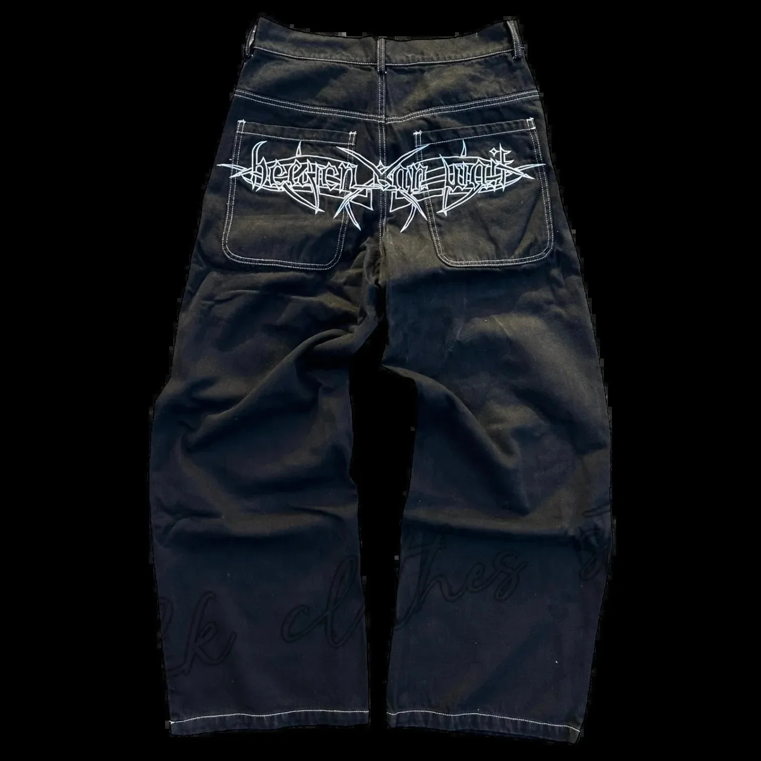 Baggy Casual Wide Leg Jeans Men Street Retro Hip Hop Print Jeans Trend Fashion Black High-waist Jean Y2k Men Clothing 250822