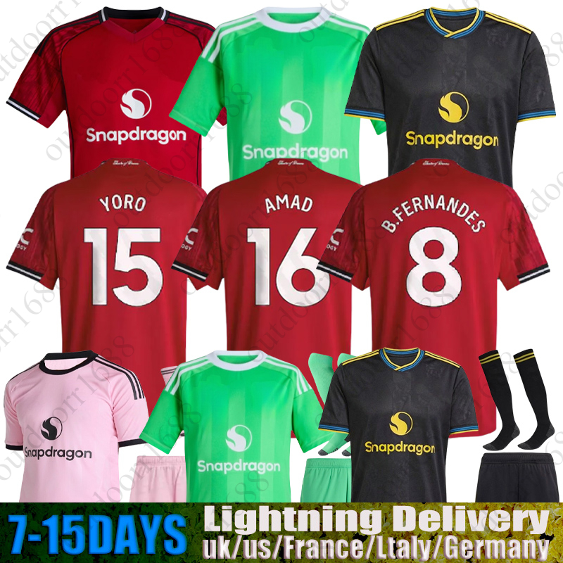 25 26 manchestes unted Soccer Jerseys #10 CUNHA AMAD B. FERNANDES SESKO GARNACHO MARTINEZ MOUNT DALOT Casemiro Fans Player version 2025 football shirt kids kit