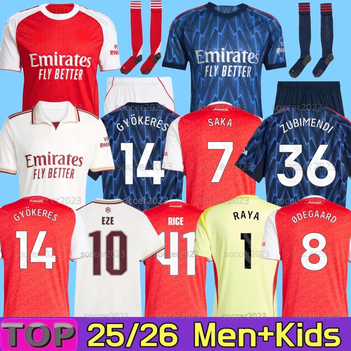 2025 2026 EZE GYOKERES soccer jerseys SAKA ZUBIMENDI CALAFIORI RICE STERLING MADUEKE J.TIMBER MARTINELLI RUSSO 25 26 football shirt Men Kids kit ODEGAARD SAMBI FABIO