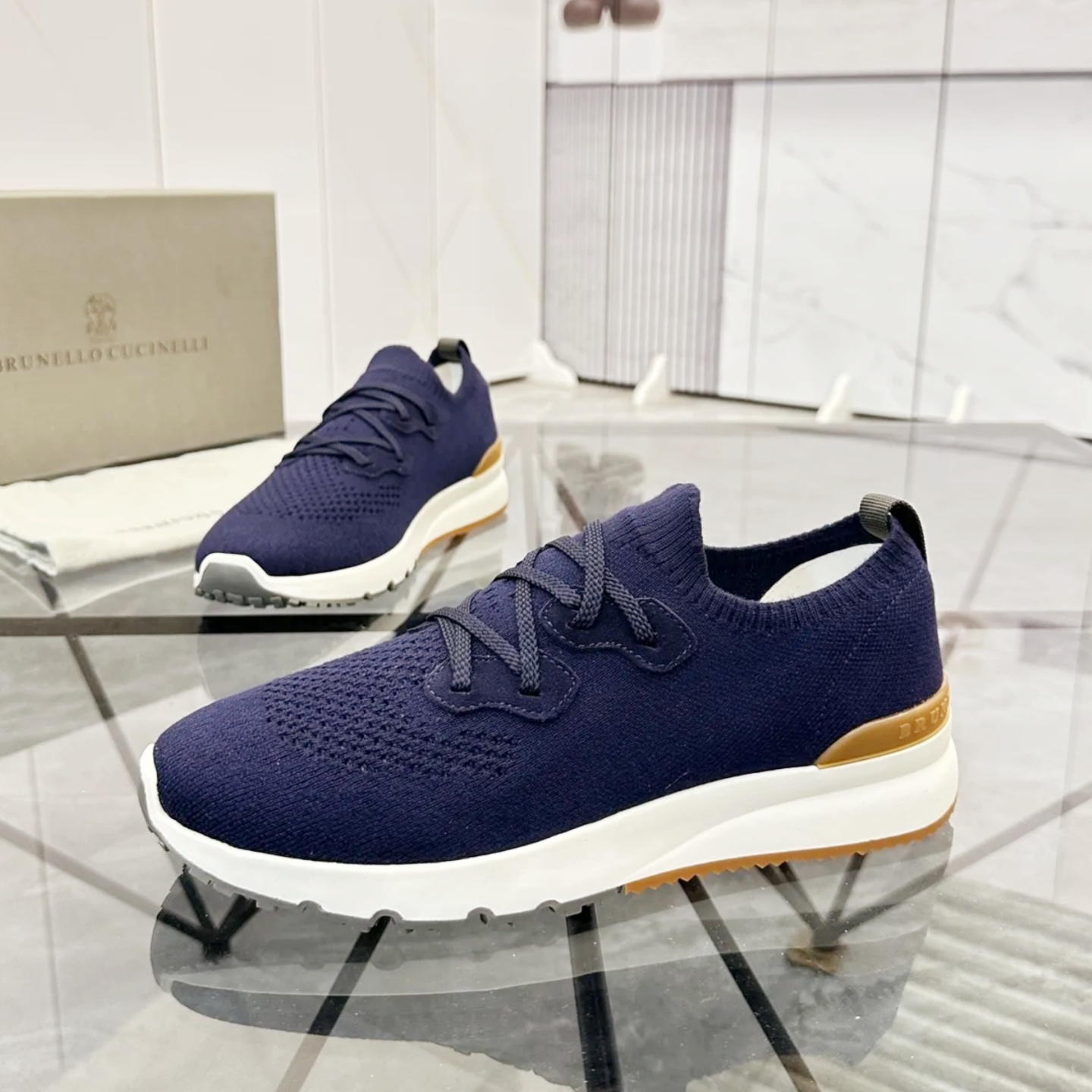 Men's casual shoes Luxury Brunello Cucinelli Comfortable Dress shoe Womens designer shoes BC low Knitted Loafers leather Flat walk run Outdoor sport tennis sneaker