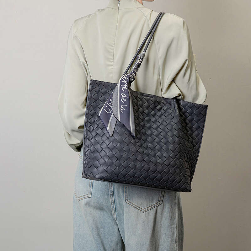 Lanjia- 2024 New Woven Handmade Women's Handbag Large Capacity Tote Faux Leather Shoulder Crossbody Mother Bag 8Fe07