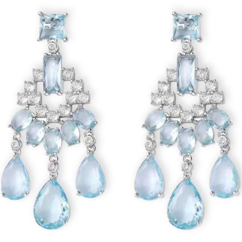 necklace New style New Women's Tassel High-End Niche Colorful Zircon Texture Elegant Jewelry Needle Earrings