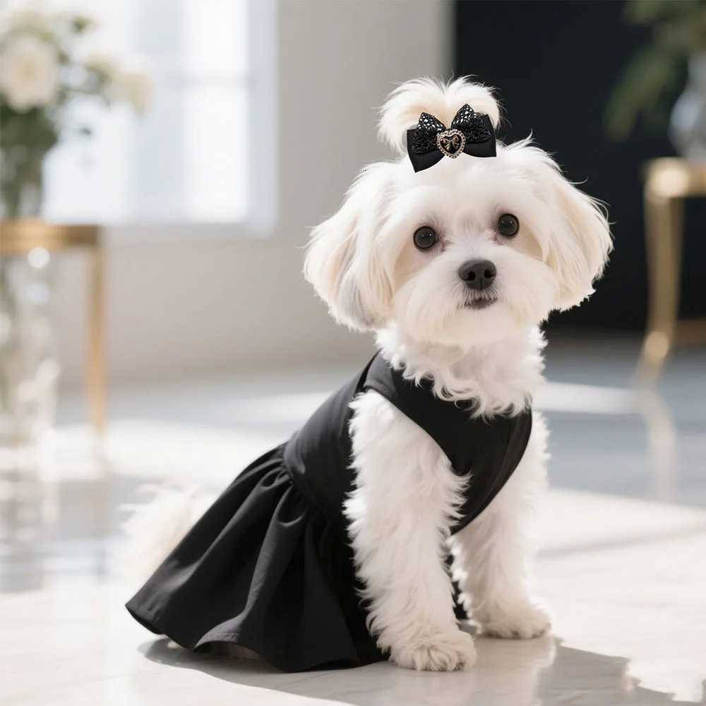 Designer 10PCS Dog Bows With Metal Clips Black Style Luxury Pearl Puppy Bows Hair Accessories For Dogs Handmade Pet Small Dog Bowknots Z250822