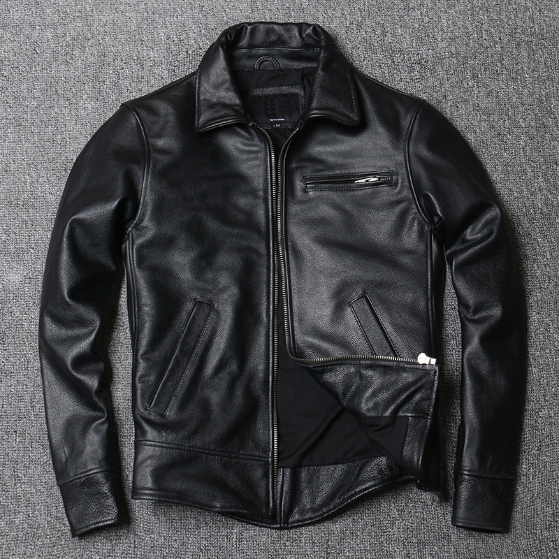 Mens genuine leather jacket retro brown 100% denim jacket mens ultra-thin fashionable motorcycle clothing Asian size S-6XL M697 direct 241017