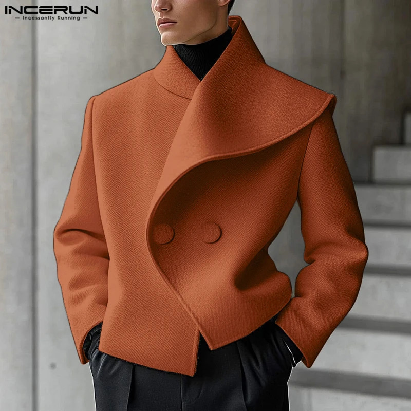 Casual Stylish Style Tops INCERUN Men Asymmetrical Collar Suit Handsome Male Solid Allmatch Loose Long Sleeved Blazers 250828