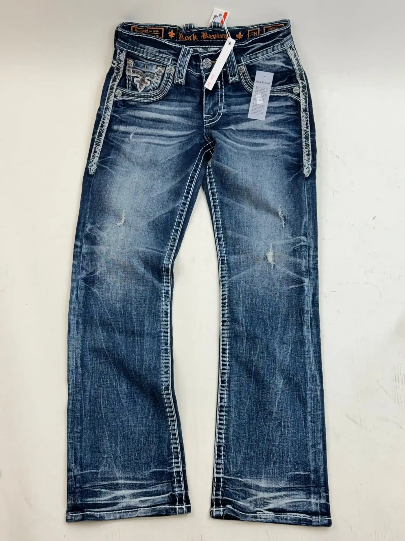 Y2K Gothic Blue Denim Embroidery Harajuku Wide Pants Revival Mens Jeans Foliage Bootcut Women Pocket Hip Hop Streetwear 250822