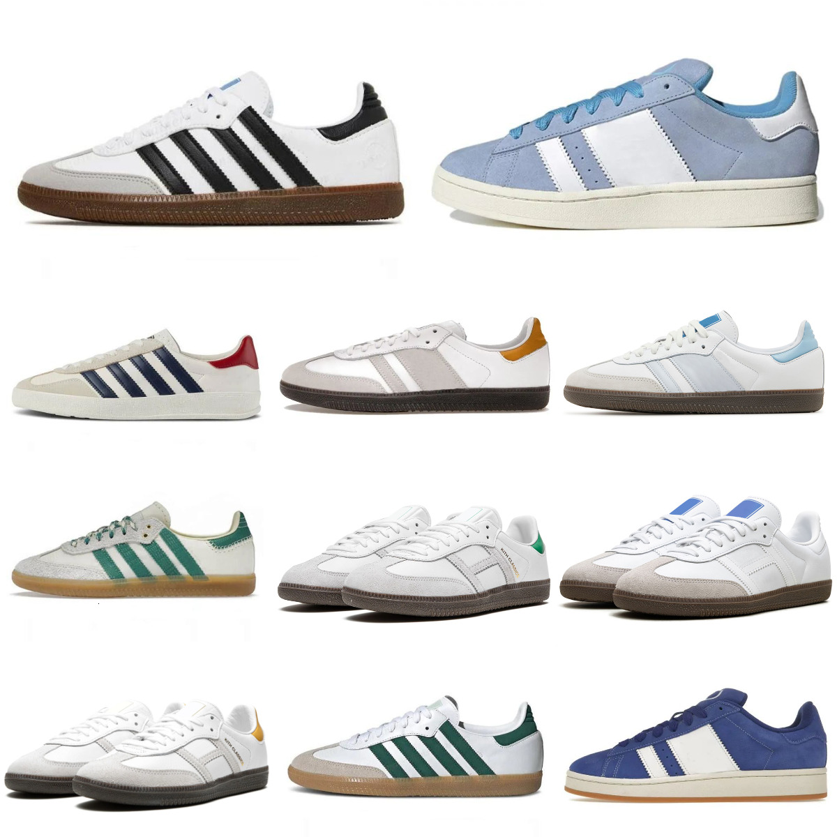 Designer Sambazs Sports Shoes Wonder White Black Gum Cream Night Brown Casual Mens Women Trainers Collegiate Navy Night Red Leopard Denim Dark Jogging Sneakers M552