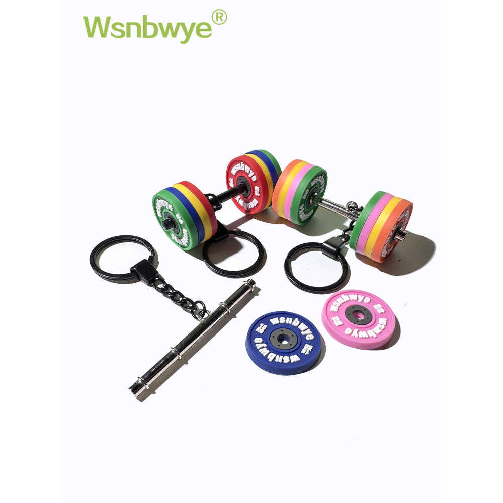 Designer Keychain Bag Charm Keychain Wallet Personalized Light Creative Gift Weightlifting Mini Barbell Silicone Small Pendant Fiess Keychain Key Ring