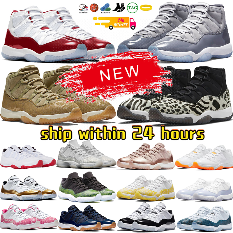 Mens Designer Sneakers 11 Basketball Shoes 11s womens Platform shoe cherry navy lux olive Cap and Gown Bred concord University blue DHgate women trainers size 36-47