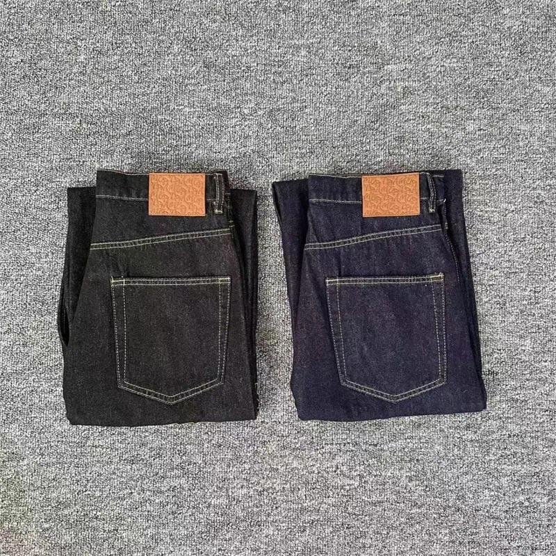 Men's Jeans Vintage Black Mertra Men Women 1:1 Quality Embroidered Logo Straight-cut Denim Pants