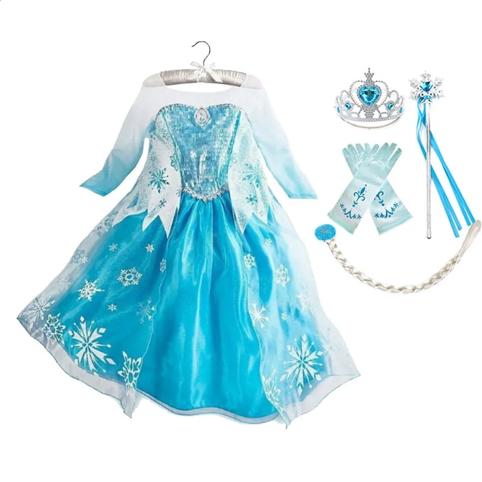 Anna Elsa Costume Children Princess Dress for Girls Kids Cosplay Snow White Christmas Carnival Party Disguise Outfit w250910