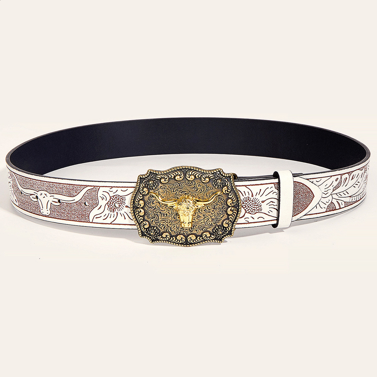 Mens Western Embossed Genuine Leather Belts with Golden Cowboy Longhorn Bull Buckle Belt Business Waist Straps For Men Droping 250701