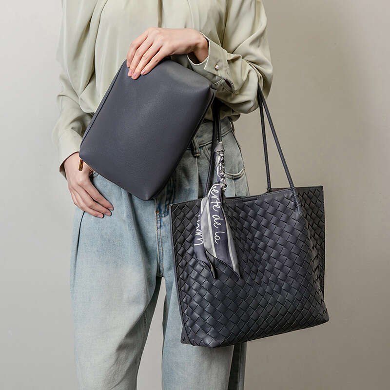 Lanjia- 2024 New Woven Handmade Women's Handbag Large Capacity Tote Faux Leather Shoulder Crossbody Mother Bag 8Fe07