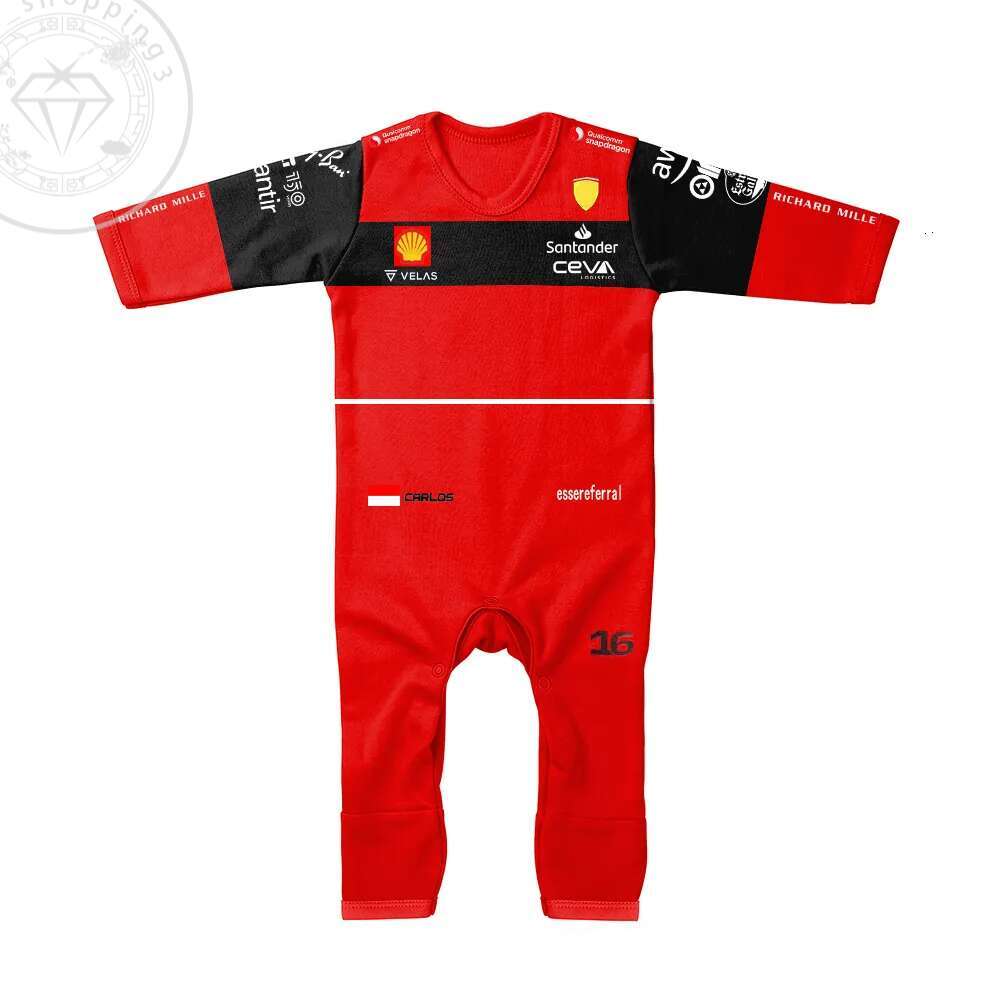 Rompers Season Racing F1-75 Model 16-55 Yards Baby Jumpsuit Red Extreme Sports Fan Romper Indoor And Outdoor Clothing 230317