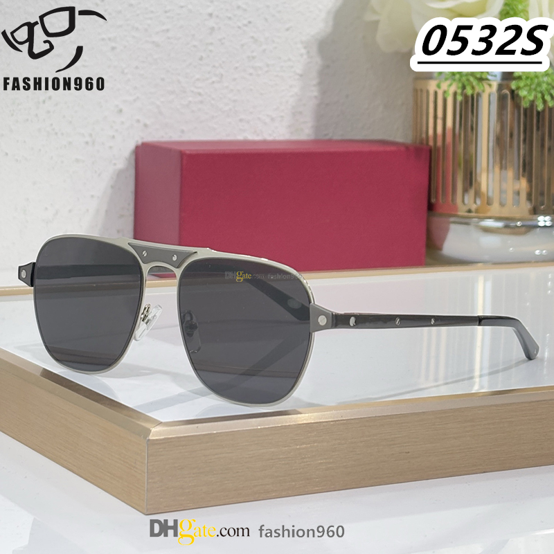 luxury sunglasses men designer sunglass for women Pilot vintage buffs design gold silver gun metal leopard head frame shades Lunette de Soleil double bridge 0532S