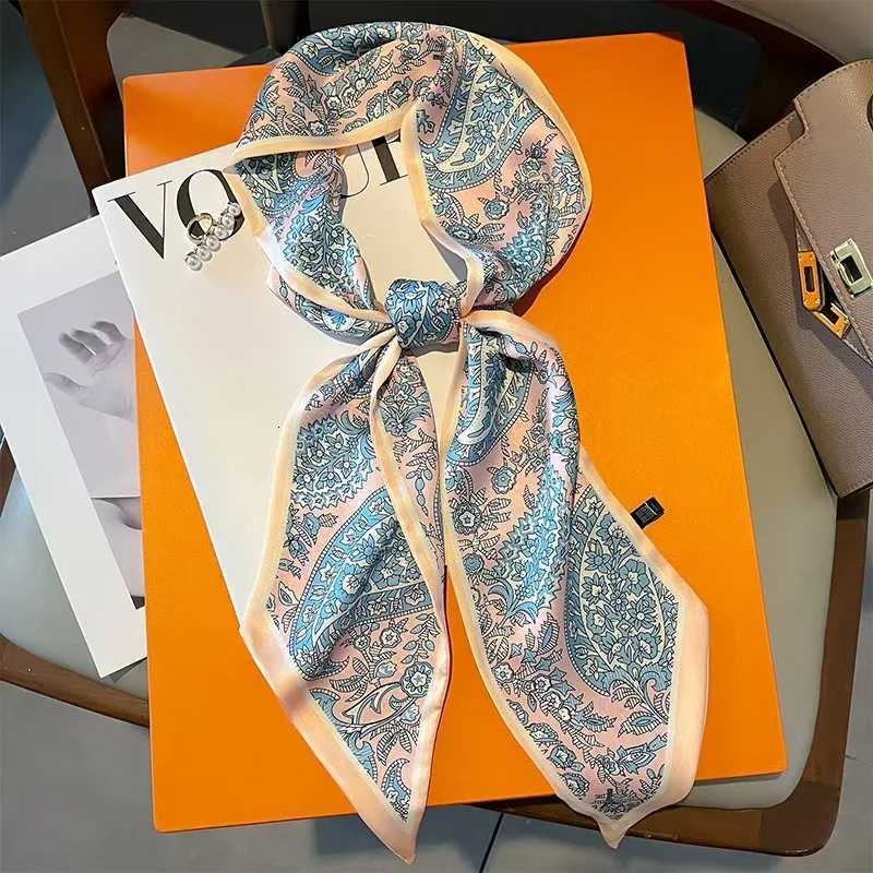 Luxury Design Long Silk Scarf Women Summer Fashion Bag Handle Ribbon Ladies Horse Print Headband Small Hair Scarves Female XJ250822