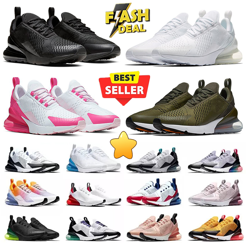 Designer 270 Running Shoes mens womens 270s outdoor sports sneakers Black Triple white Silver Gold Bull Mesh Leather Trainer Breathable Cushion Surface sneakers