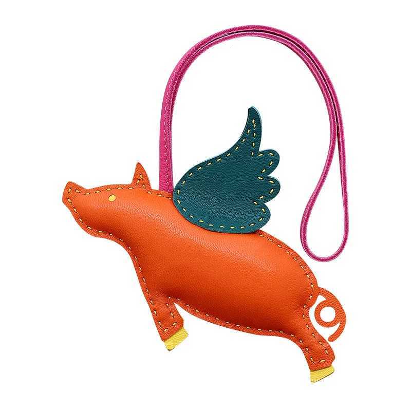 Cow Leather Keychain Pendant for Ladies Fly Pig Bag Charm Handmade Handbag Pendant Car Decorate Bag Accessories Z250822