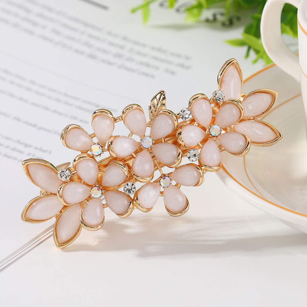 New Korean Style Elegant Flower Temperament Imitation Cat Eye Spring Top Bangs Clip Half Tie Hairpin Hair Accessories Wholesale SY-8021