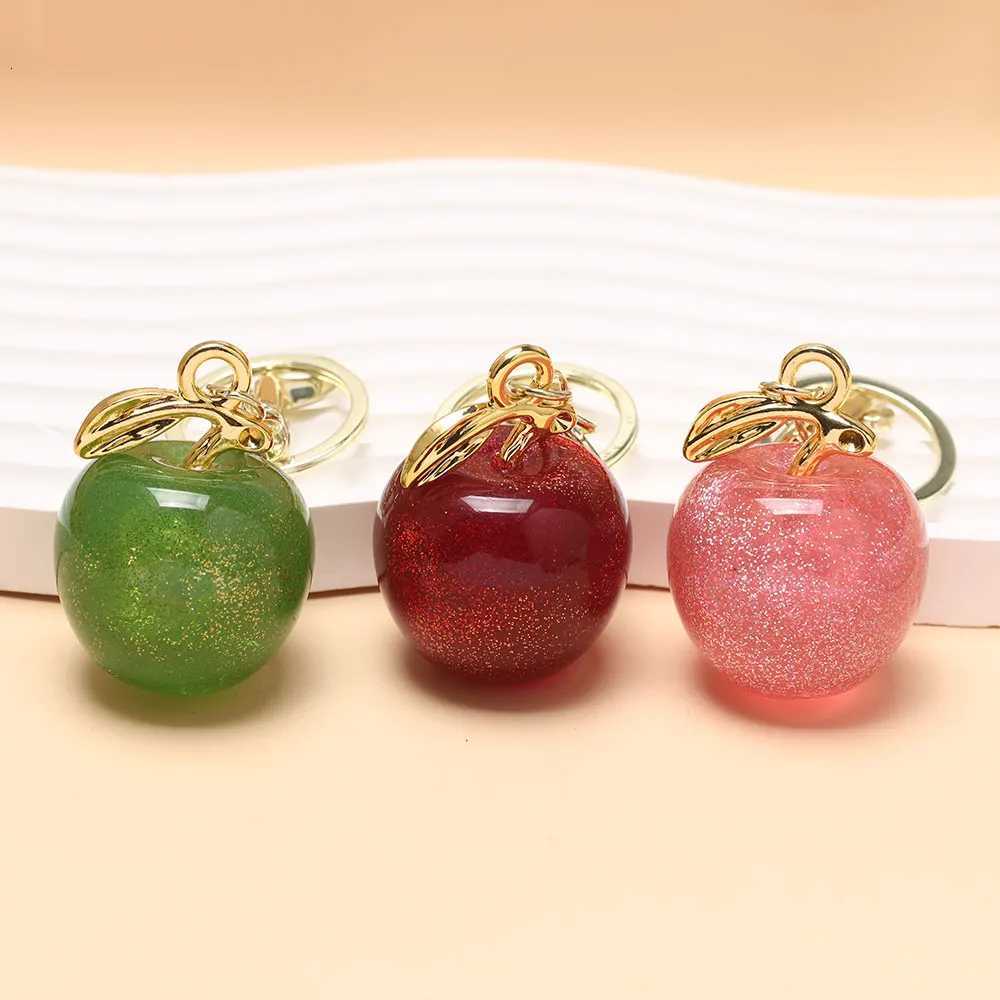 Crystal Apple Bag Charm Keychain Pendant Gift Creative Fruit Cherry Keyring Ladies Luggage Bag Decoration Bag Accessory L250822