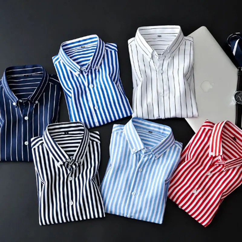 Mens Business Casual Long Sleeve shirt Classic striped social dress shirt Wear free wrinkle-resistant and easy to care for 250822