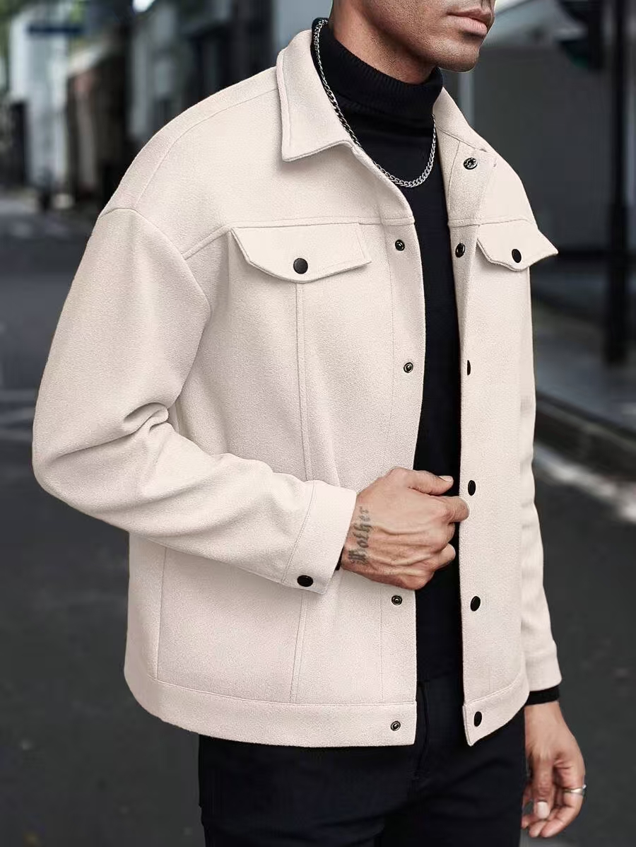 Designer men's autumn and winter lapel woolen new men's coat leisure sports business jacket
