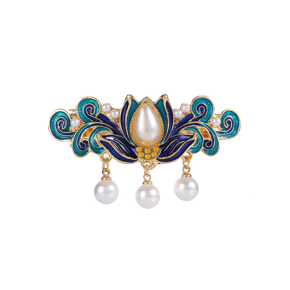 New Floral Small Hair Imitation Enamel Fairy Tassel Hairpin Women Hanfu Updo Pearl Insert Comb SY-8113