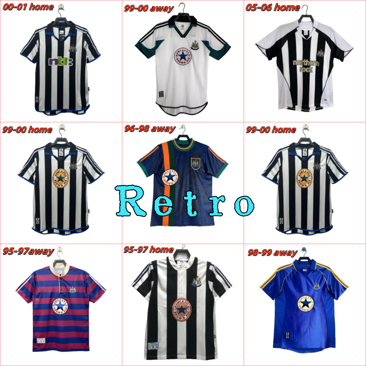 Retro Newcastle soccer jerseys BARNES BRUNO G. ISAK 95 96 97 98 99 00 01 04 05 06 MURPHY TONALI Football Shirt Home away 3rd