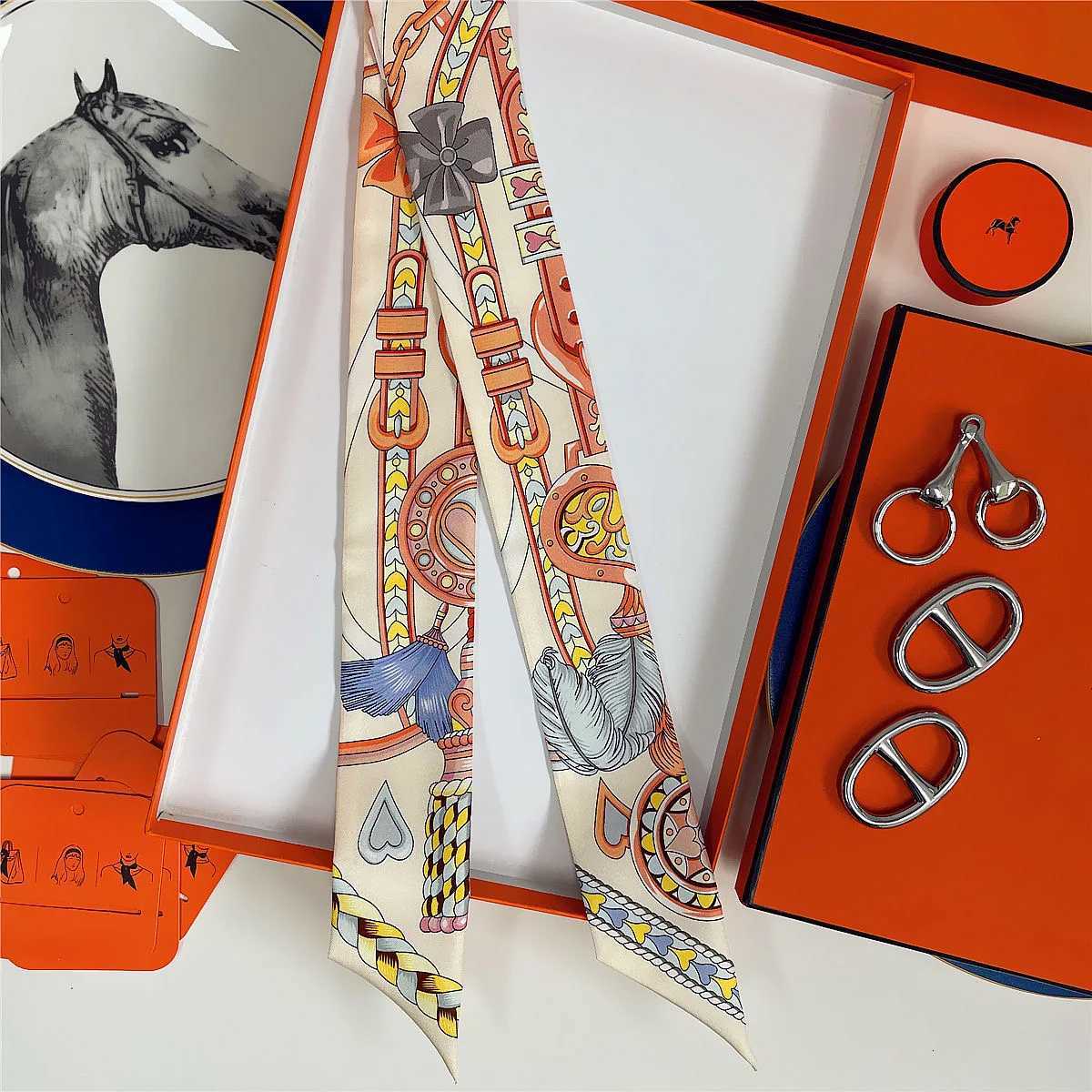 French New Style Scarf Heart Leather Buckle Feather Pattern Bow Ribbon for Women Tied Bags Necktie Multifunctional Accessories H260509