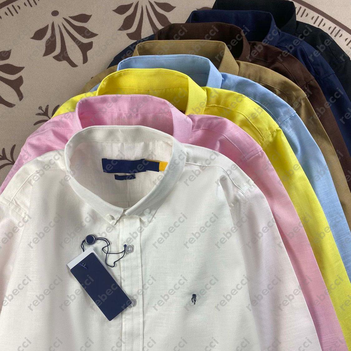 designer button up shirts Embroidered cotton long sleeved polo shirt fashion Linen men dress shirt Turn-down collar autumn womens Sunscreen tops CSD2508222