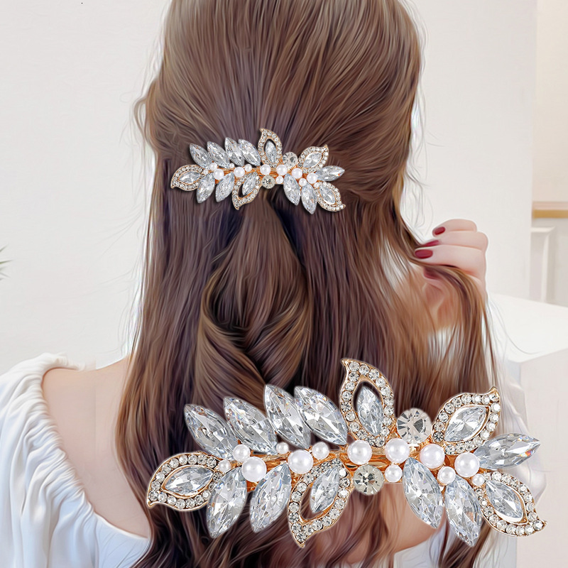 Wedding Banquet Headpiece Crystal Gold Pearl Rhinestone Insert Comb Jewelry Bride Hair Accessory SY-8070