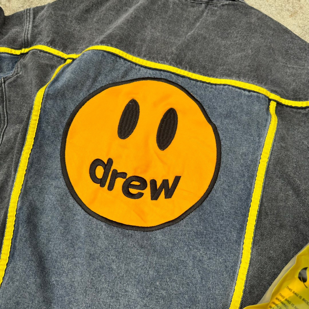 DREW HOUSE Jackets designer American denim with black and blue patchwork embroidered letters coats