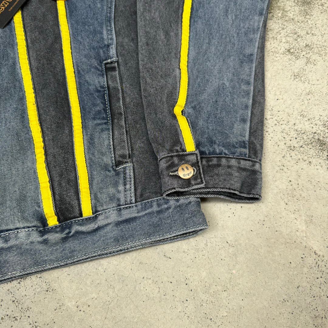DREW HOUSE Jackets designer American denim with black and blue patchwork embroidered letters coats