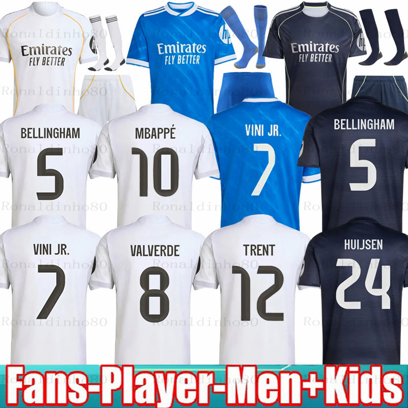 25 26 MBAPPE BELLINGHAM soccer jerseys RealS VINI JR REAL RONALDO ENDRICK 2025 2026 MadridS realmadrid football shirts VALVERDE fans player men kids kit Camiseta